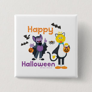 Big Bird und Count   Happy Halloween Button