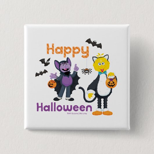 Big Bird und Count | Happy Halloween Button (Vorderseite)