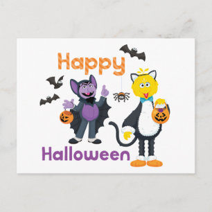 Big Bird und Count   Happy Halloween Postkarte