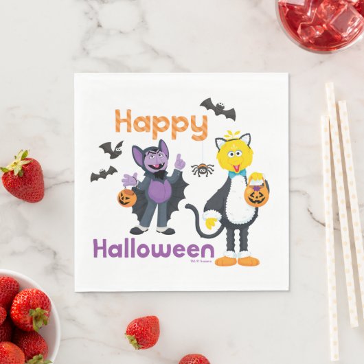 Big Bird und Count | Happy Halloween Serviette (Beispiel)