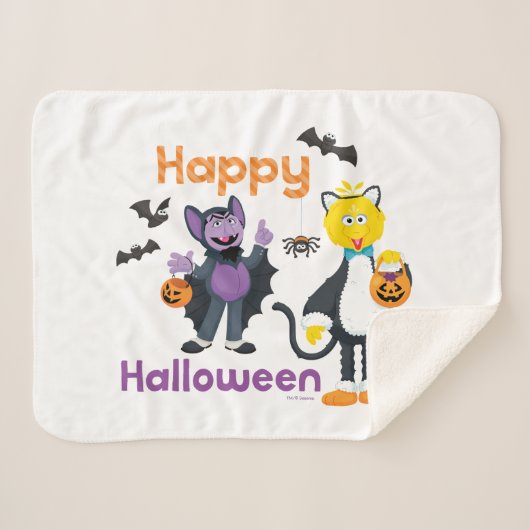 Big Bird und Count | Happy Halloween Sherpadecke (Vorderseite (Horizontal))