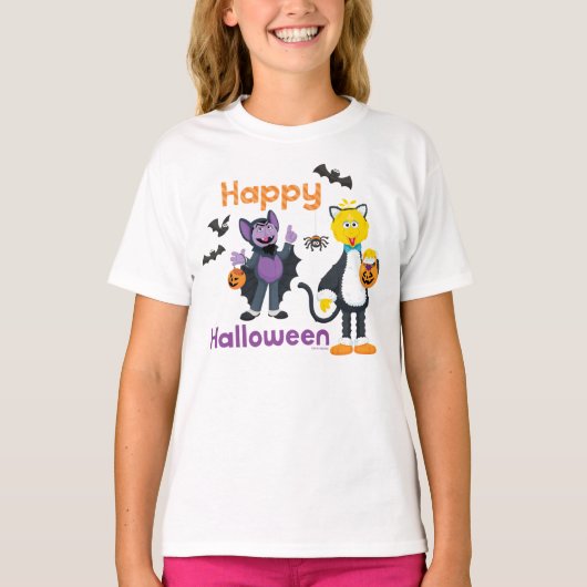 Big Bird und Count | Happy Halloween T-Shirt (Vorderseite)