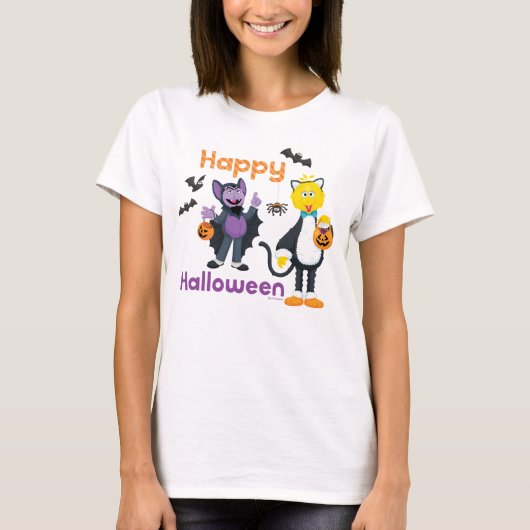 Big Bird und Count | Happy Halloween T-Shirt (Vorderseite)