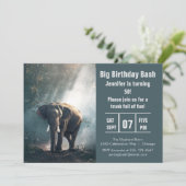 Big Birthday Bash Elephant Foto Einladung (Stehend Vorderseite)