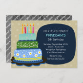 Big Birthday Cake für Birthday Boy Einladung (Vorne/Hinten)