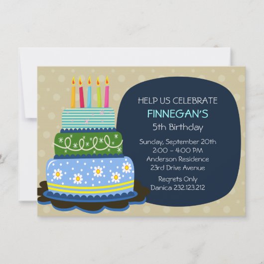 Big Birthday Cake für Birthday Boy Einladung (Vorderseite)