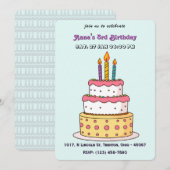 Big Birthday Cake mit Kerzen Einladung (Vorne/Hinten)