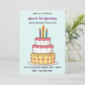 Big Birthday Cake mit Kerzen Einladung (Stehend Vorderseite)