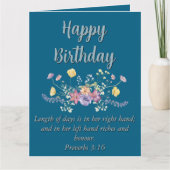 Big Birthday Mama Blue Floral Scripting Text Karte (Vorderseite)