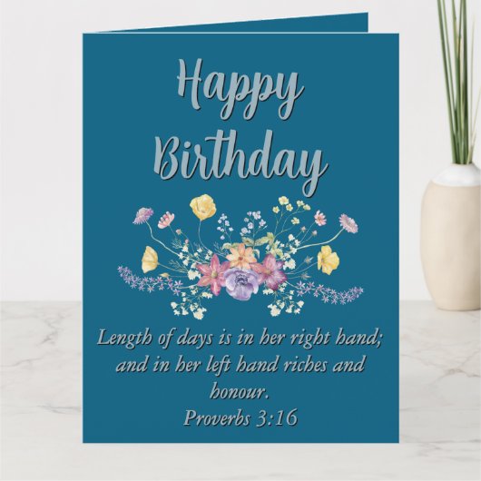 Big Birthday Mama Blue Floral Scripting Text Karte (Vorderseite)