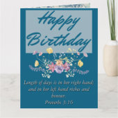Big Birthday Mama Blue Floral Scripting Text Karte (Vorderseite)