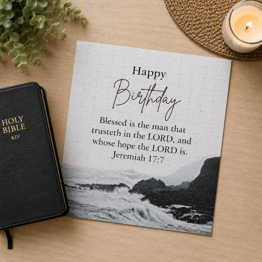Big Birthday Vater Serene Ocean Scripting Text Puzzle