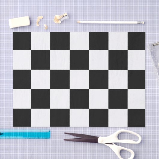 Big Black and White Checked Seidenpapier (Handwerk)