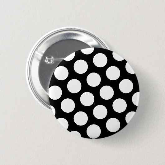 Big Black and White Polka Dots Button (Vorne & Hinten)