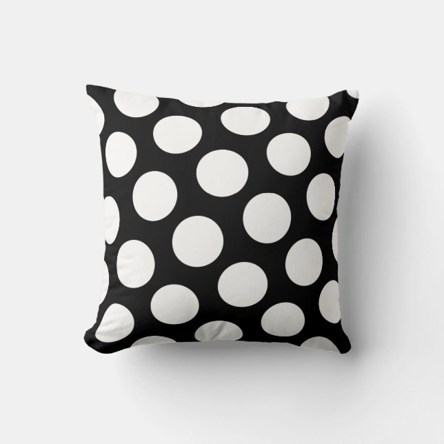Big Black and White Polka Dots Kissen (Vorderseite)