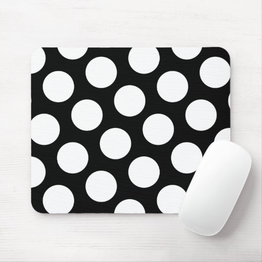 Big Black and White Polka Dots Mousepad (Mit Mouse)