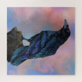 Big Black Common Raven bei Sunset Puzzle Geschenk (Horizontal)