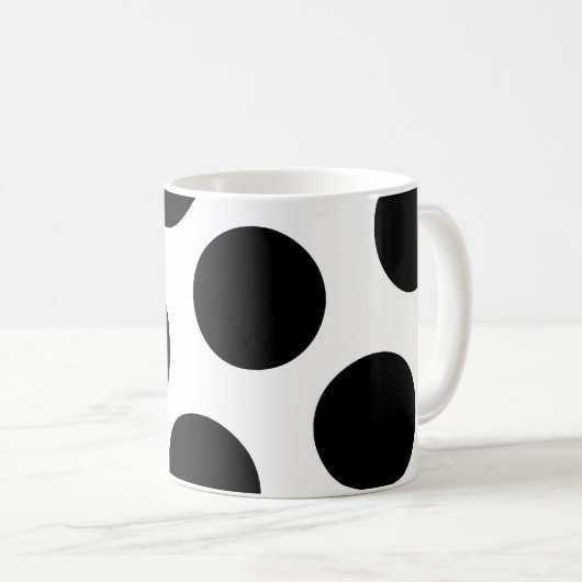 Big Black Diagonal Dots Kaffeetasse (VorderseiteRechts)