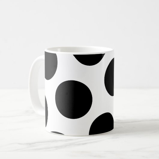 Big Black Diagonal Dots Kaffeetasse (Vorderseite Links)