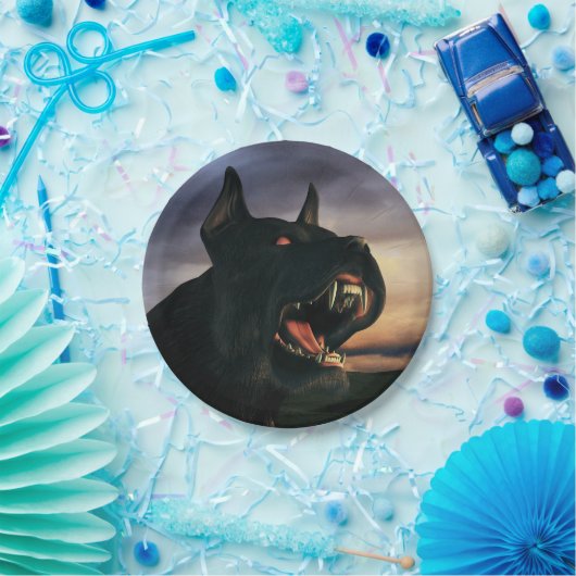 Big, black dog pappteller (Party)