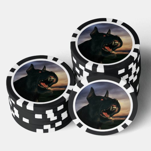 Big, black dog pokerchips (Stapel)