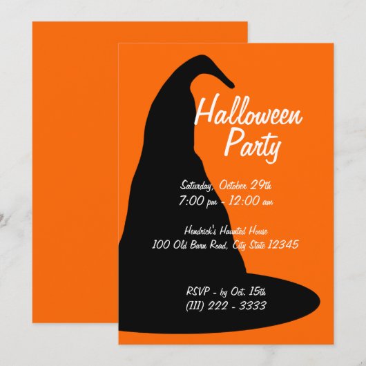 Big Black Halloween Hat Einladung (Vorne/Hinten)