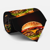 Big Black Hamburger Neck Tie Krawatte (Gerollt)