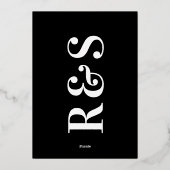 Big Black Monogram Pressed Gold Foil Save the Date Folieneinladung (Rückseite)