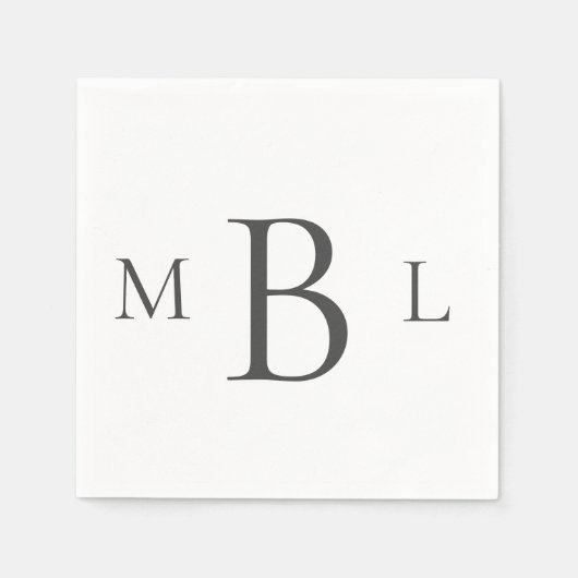 Big Black Monogram Simple Cocktail Napkins Serviette (Vorderseite)