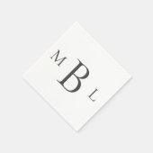 Big Black Monogram Simple Cocktail Napkins Serviette (Ecke)