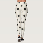 Big Black Polka Punkte auf antiken Weiß Leggings (Rückseite)
