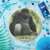 Big Black Sitting Gorilla Pappteller (Party)