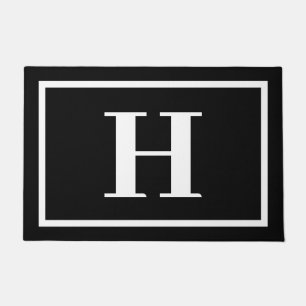 Big Black und White Bold Monogram Letter Fußmatte