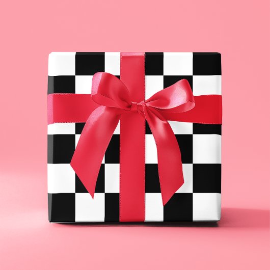 Big Black und White Checked Geschenkpapier