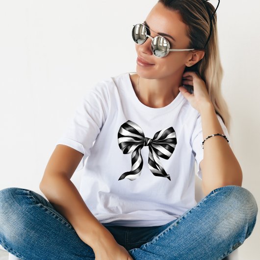 Big Black & White Watercolor Bow T-Shirt