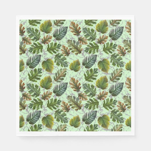 Big Blätter Muster 01 LgreenBG Serviette (Vorderseite)