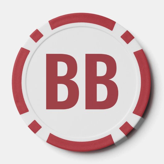 Big Blind BB Simple Red White Text Poker Chips (Rückseite)