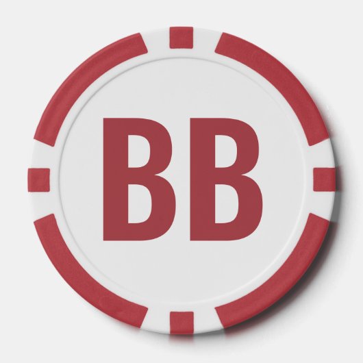 Big Blind BB Simple White Text Poker Chips (Vorderseite)