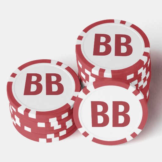 Big Blind BB Simple White Text Poker Chips (Stapel)