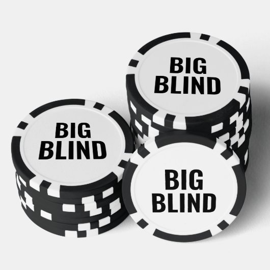 Big Blind Simple Black White Text Pokerchips (Stapel)