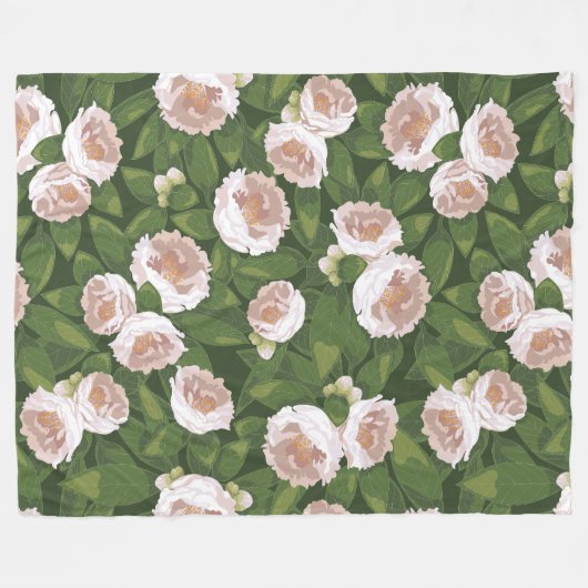 Big Bloom Camellia Charm Large Fleecedecke (Vorderseite (Horizontal))
