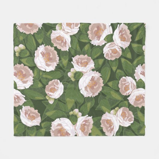 Big Bloom Camellia Charm Medium Fleecedecke (Vorderseite (Horizontal))