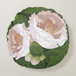 Big Bloom Camellia Charm Rundes Kissen