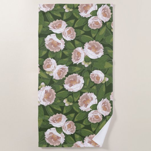 Big Bloom Camellia Charm Strandtuch (Vorderseite)