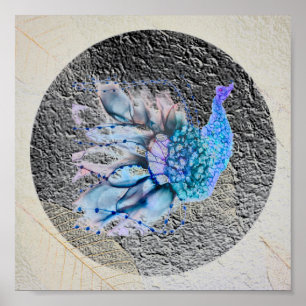 "Big Blue Bird" 8" x 8 "Gerahmt und matt Poster