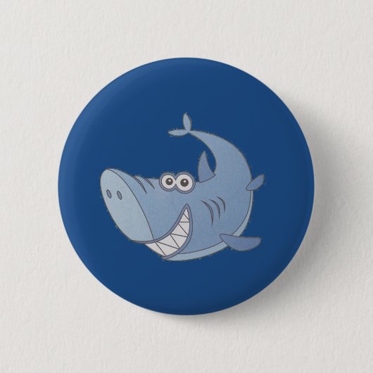 Big Blue Cartoon Shark Button (Vorderseite)