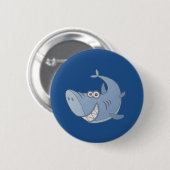 Big Blue Cartoon Shark Button (Vorne & Hinten)