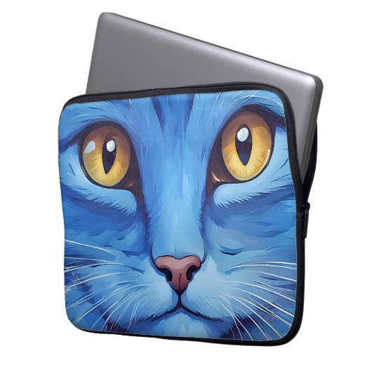 Big Blue Cat Laptopschutzhülle (Vorderseite Links)