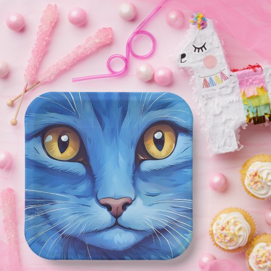 Big Blue Cat Pappteller (Party)