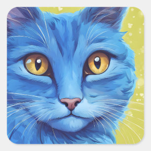Big Blue Cat. Quadratischer Aufkleber